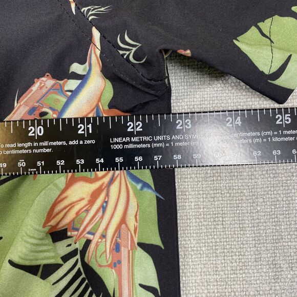 Retro The Butcher Shirt Mens Large Black Hawaiian Tropical Stretch Button Up - Picture 5 of 11